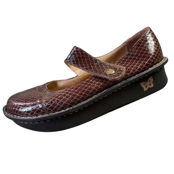 Alegria Paloma PAL-702 Brown Snake Print Mary Jane Leather Clogs Womens 7-7.5 - Picture 2 of 10